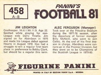 1980-81 Panini Football 81 (UK) #458 Alex Ferguson / Jim Leighton Back