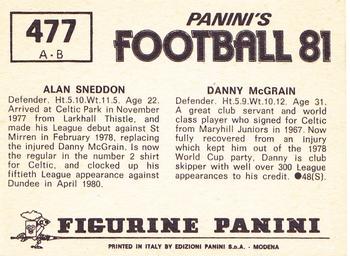 1980-81 Panini Football (UK) #477 Danny McGrain / Alan Sneddon Back