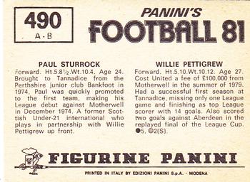 1980-81 Panini Football (UK) #490 Willie Pettigrew / Paul Sturrock Back