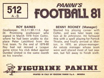 1980-81 Panini Football 81 (UK) #512 Benny Rooney / Roy Baines Back