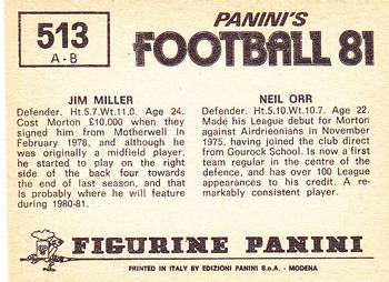 1980-81 Panini Football 81 (UK) #513 Neil Orr / Jim Miller Back