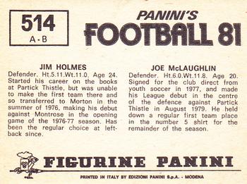 1980-81 Panini Football (UK) #514 Jim Holmes / Joe McLaughlin Back