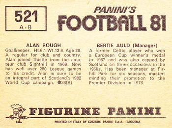 1980-81 Panini Football 81 (UK) #521 Bertie Auld / Alan Rough Back