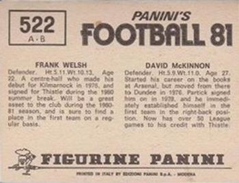 1980-81 Panini Football (UK) #522 David MacKinnon / Frank Welsh Back