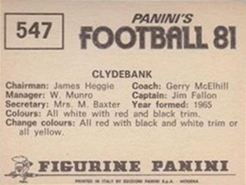 1980-81 Panini Football 81 (UK) #547 Clydebank Team Group Back