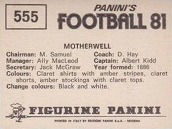 1980-81 Panini Football (UK) #555 Motherwell Team Group Back