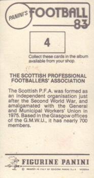 1982-83 Panini Football 83 (UK) #4 Scotland Professional Footballers' Association Badge Back