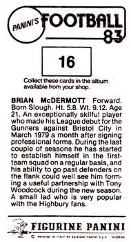 1982-83 Panini Football 83 (UK) #16 Brian McDermott Back