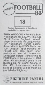 1982-83 Panini Football 83 (UK) #18 Tony Woodcock Back
