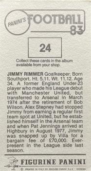 1982-83 Panini Football 83 (UK) #24 Jimmy Rimmer Back