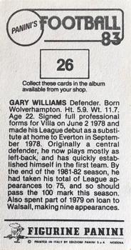 1982-83 Panini Football 83 (UK) #26 Gary Williams Back