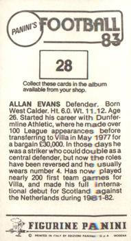1982-83 Panini Football 83 (UK) #28 Allan Evans Back