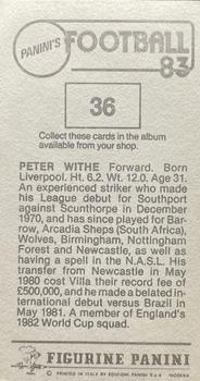 1982-83 Panini Football 83 (UK) #36 Peter Withe Back