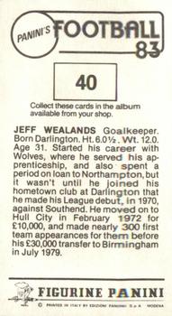 1982-83 Panini Football 83 (UK) #40 Jeff Wealands Back