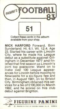 1982-83 Panini Football 83 (UK) #51 Mick Harford Back