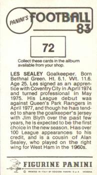 1982-83 Panini Football 83 (UK) #72 Les Sealey Back
