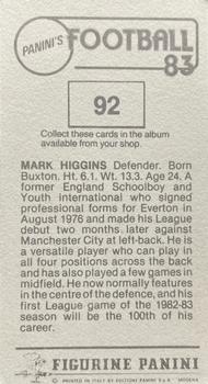 1982-83 Panini Football 83 (UK) #92 Mark Higgins Back