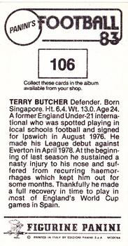 1982-83 Panini Football 83 (UK) #106 Terry Butcher Back