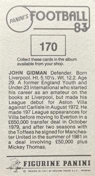 1982-83 Panini Football 83 (UK) #170 John Gidman Back