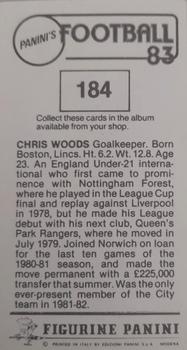 1982-83 Panini Football 83 (UK) #184 Chris Woods Back