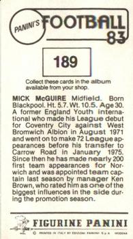 1982-83 Panini Football 83 (UK) #189 Mick McGuire Back