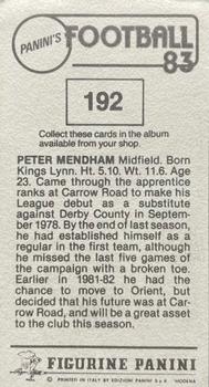 1982-83 Panini Football 83 (UK) #192 Peter Mendham Back