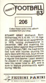 1982-83 Panini Football 83 (UK) #206 Stuart Gray Back