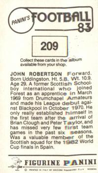 1982-83 Panini Football 83 (UK) #209 John Robertson Back