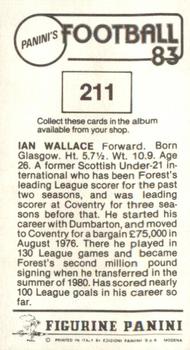 1982-83 Panini Football 83 (UK) #211 Ian Wallace Back