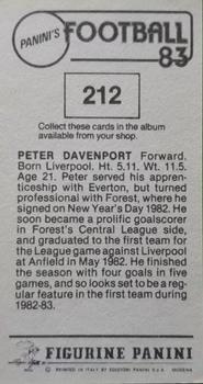 1982-83 Panini Football 83 (UK) #212 Peter Davenport Back