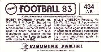1982-83 Panini Football 83 (UK) #434 Willie Jamieson / Bobby Thomson Back