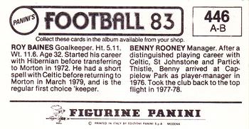 1982-83 Panini Football 83 (UK) #446 Benny Rooney / Roy Baines Back