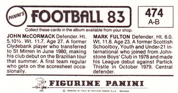 1982-83 Panini Football 83 (UK) #474 Mark Fulton / John McCormack Back
