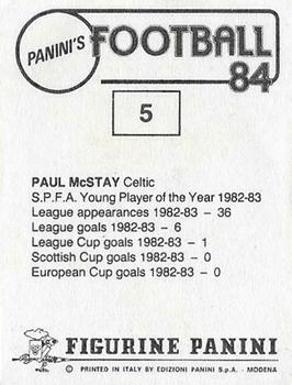 1983-84 Panini Football 84 (UK) #5 Paul McStay Back
