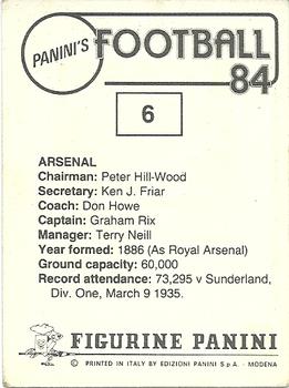 1983-84 Panini Football 84 (UK) #6 Badge Back