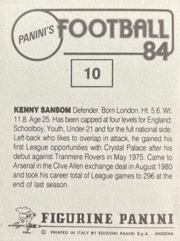 1983-84 Panini Football 84 (UK) #10 Kenny Sansom Back