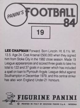 1983-84 Panini Football 84 (UK) #19 Lee Chapman Back