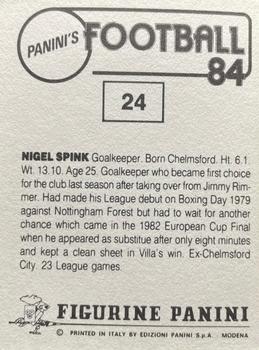 1983-84 Panini Football 84 (UK) #24 Nigel Spink Back