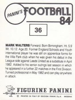1983-84 Panini Football 84 (UK) #36 Mark Walters Back