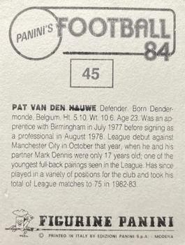 1983-84 Panini Football 84 (UK) #45 Pat van den Hauwe Back