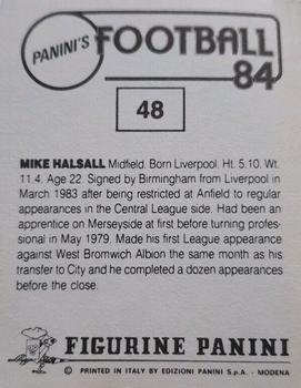 1983-84 Panini Football 84 (UK) #48 Mike Halsall Back