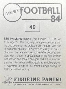 1983-84 Panini Football 84 (UK) #49 Les Phillips Back
