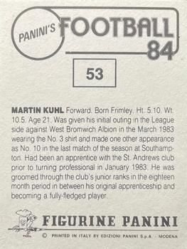 1983-84 Panini Football 84 (UK) #53 Martin Kuhl Back