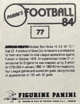 1983-84 Panini Football 84 (UK) #77 Adrian Heath Back