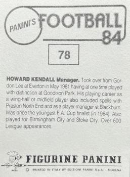 1983-84 Panini Football 84 (UK) #78 Howard Kendall Back