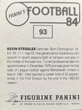 1983-84 Panini Football 84 (UK) #93 Kevin Steggles Back