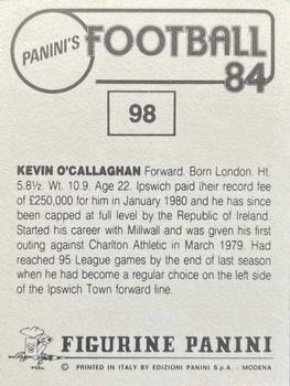 1983-84 Panini Football 84 (UK) #98 Kevin O'Callaghan Back