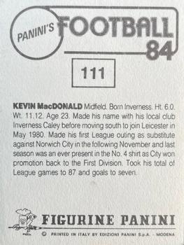 1983-84 Panini Football 84 (UK) #111 Kevin MacDonald Back