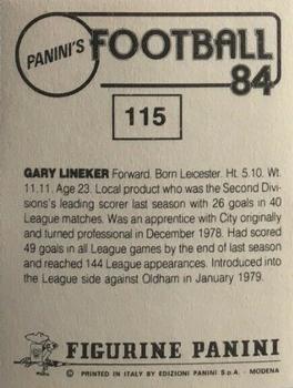 1983-84 Panini Football 84 (UK) #115 Gary Lineker Back