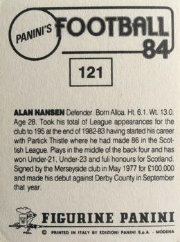 1983-84 Panini Football 84 (UK) #121 Alan Hansen Back